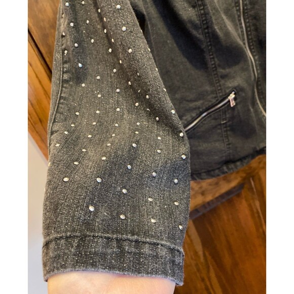 Ruby Rd Woman Studded Jacket Plus Size 16W Black Sparkly w/ Tiny Studs Zip Front - Picture 3 of 11